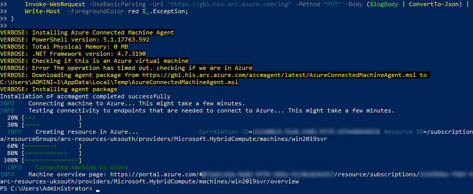 Running onboarding script in powershell